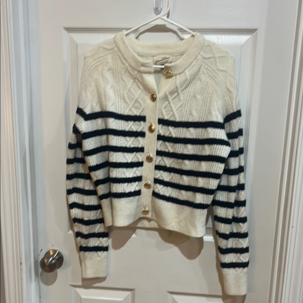 Striped Cream and Black Women's Sweater